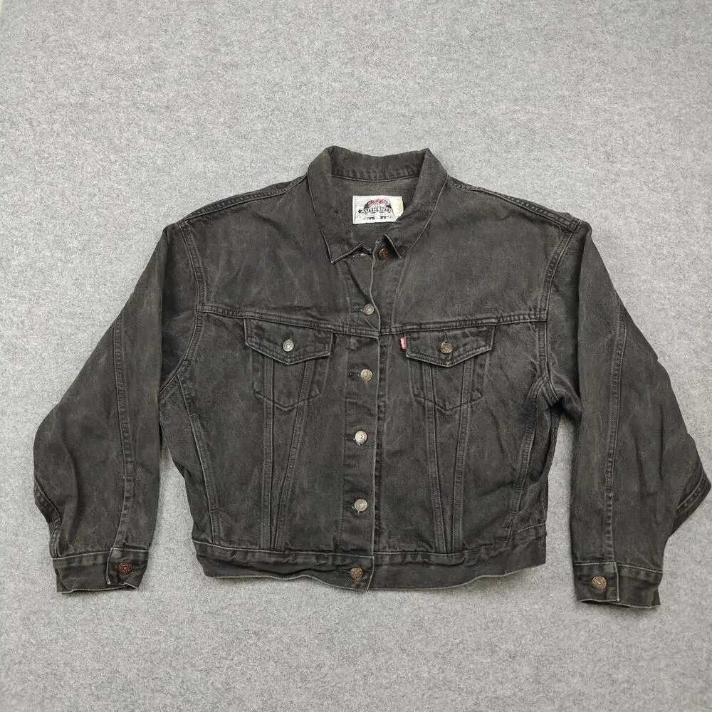 Vintage Levi's Jacket Mens Large Gray Denim Bomber Relaxed Trucker 90s